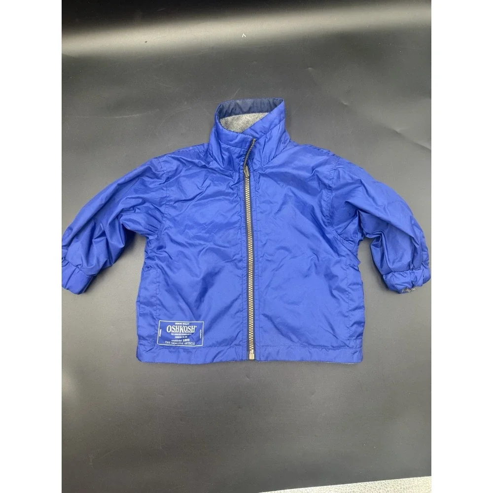 OshKosh B'Gosh Reversible Jacket Size 2t Blue Fleece Lined 90s Kids Coat Vintage